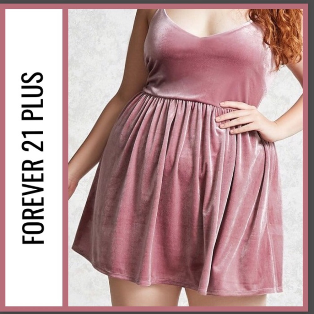 F21 Plus Rose Pink Velvet Mini Dress